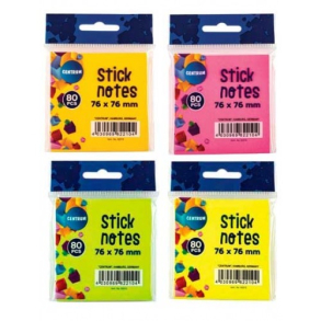 Notes selvhftende 76*76mm ass. neonfarver