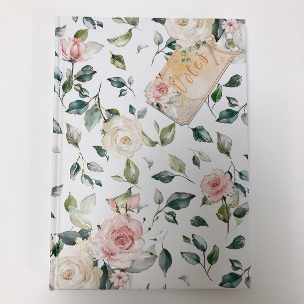 Notesbog A5, linieret, Roses and Notes