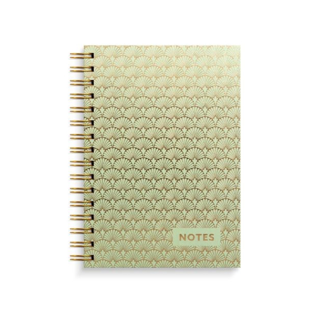 Notesbog, A5, mosgrn og guld mnster