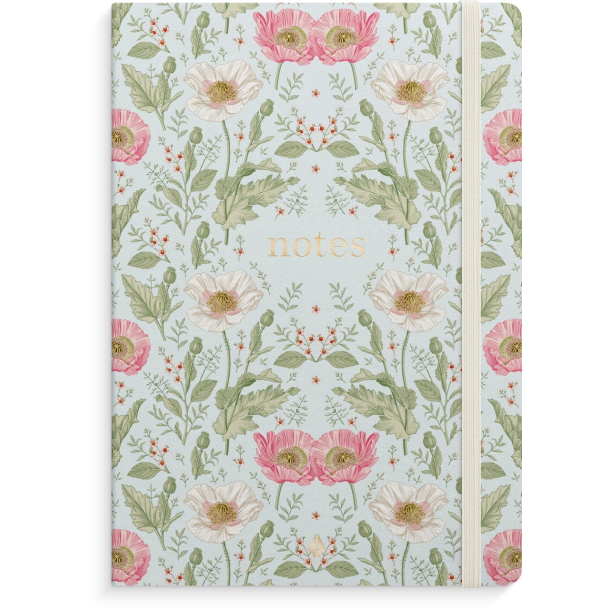 Notesbog Deluxe, A5, blue flower