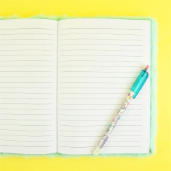 Notesbog med enhjrning og kugler