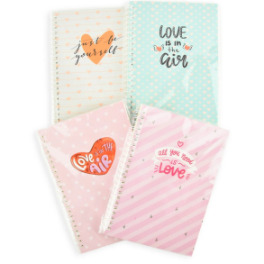 Notesbog med LOVE quotes, 21x15cm
