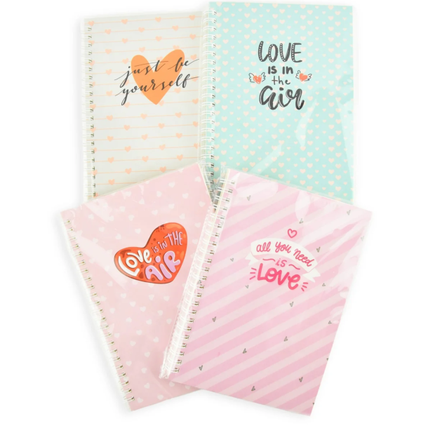 Notesbog med LOVE quotes, 21x15cm