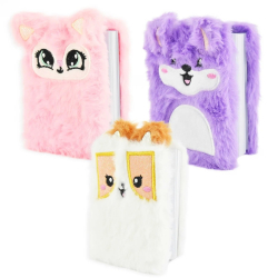 Notesbog med plys, A7, lilla