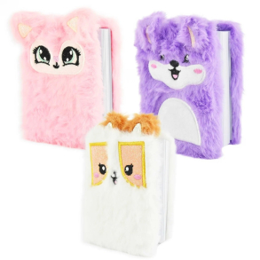 Notesbog med plys, A7, lilla