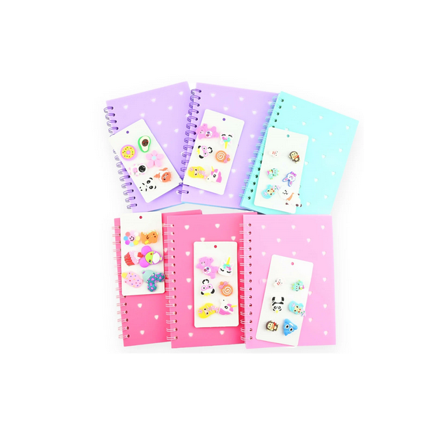 Notesbog med silikone forside og 6 stk. charms