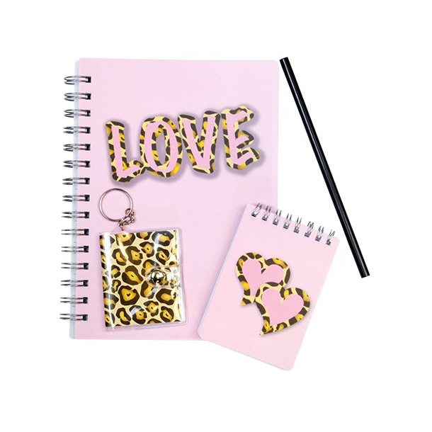 Notesbog st, leopard LOVE