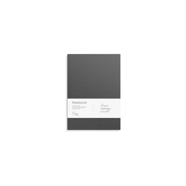 Notesbog tekstil, A4, blank, mrkegr