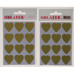Oblater hjerte stor guld, 24 stk