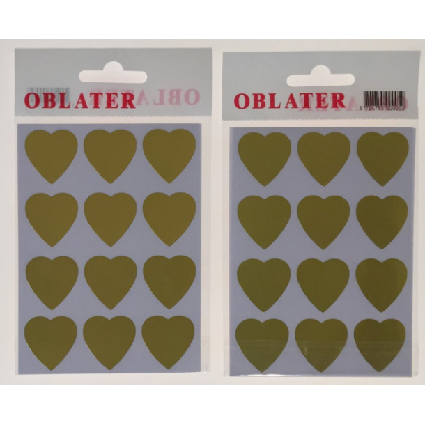 Oblater hjerte stor guld, 24 stk
