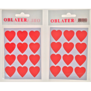 Oblater hjerte stor rd, 24 stk
