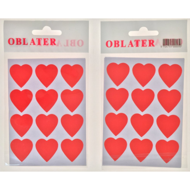 Oblater hjerte stor rd, 24 stk