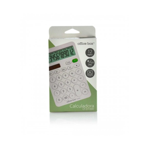 Office Box bordregner, lommeregner 12 cifre, hvid