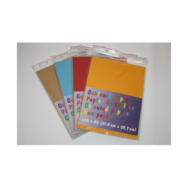 Papir A4 kulrt 80g., 50 ark. ass