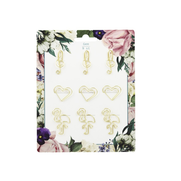 Papirclips med motiver, 9 stk.