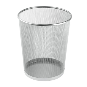 Papirkurv rund metal, 18 L, slv