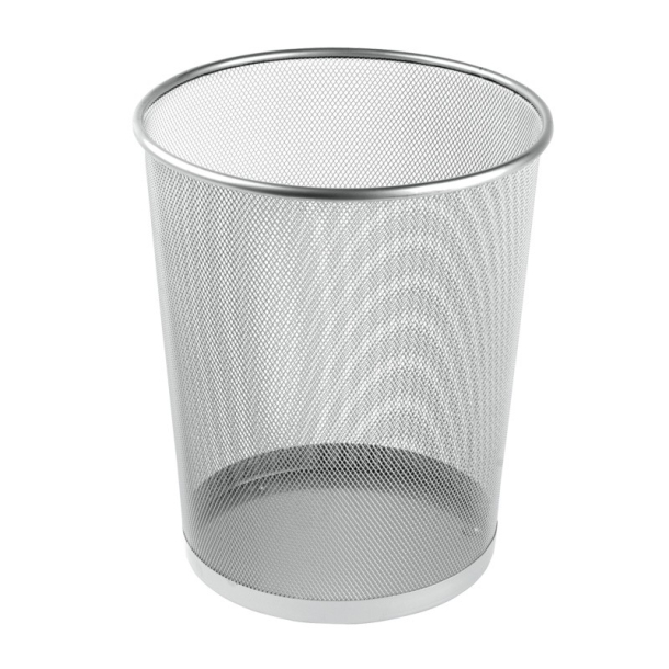 Papirkurv rund metal, 18 L, slv