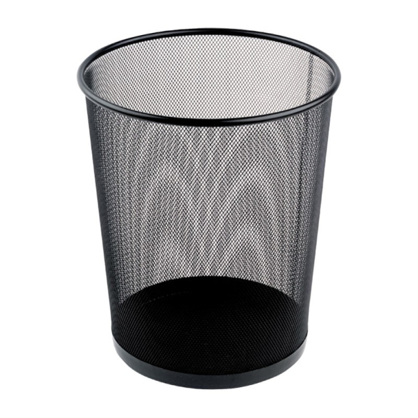 Papirkurv rund metal, 18 L, sort