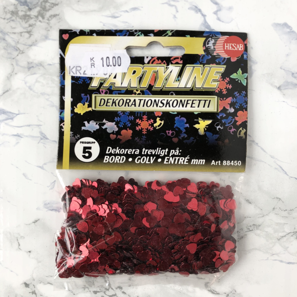 Partyline Dekorationskonfetti, sm rde hjerter