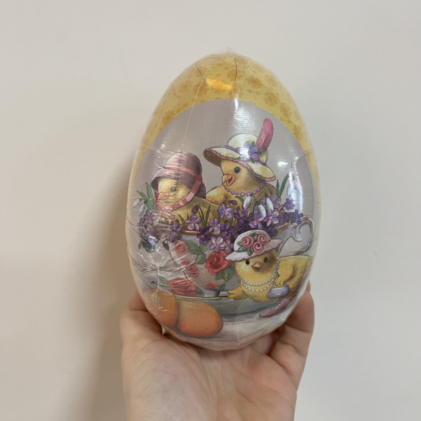 Pskeg, todelt, Gule med kyllinger, 15 cm