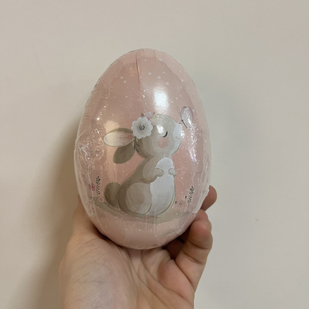 Pskeg, todelt, Lyserd/mint m. kaniner, 12 cm