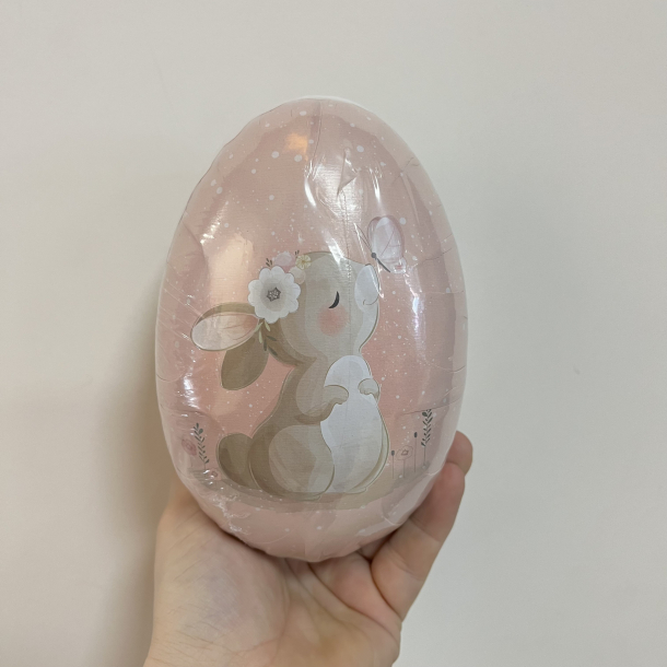 Pskeg, todelt, Lyserd/mint m. kaniner, 15 cm