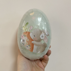 Pskeg, todelt, Lyserd/mint m. kaniner, 15 cm