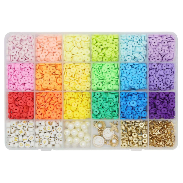 Pearl &acute;n Fun Heishi Fimo perlemix m/tilbehr, pastelfarver