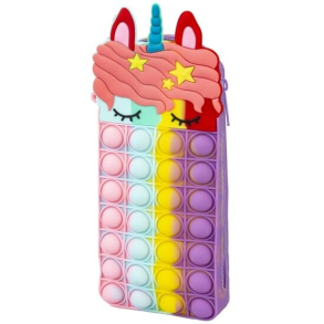 Penalhus “POP IT” Silicone 19x7x4cm, regnbuefarvet