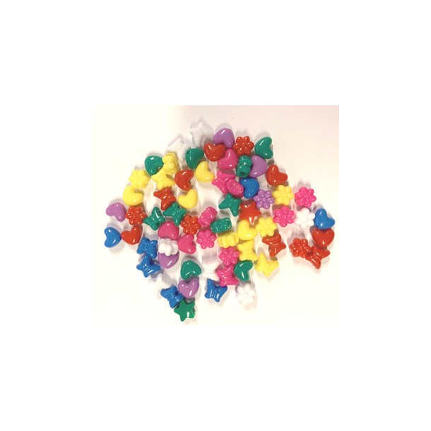 Perle plast mix sommerfugl, hjerte 50g