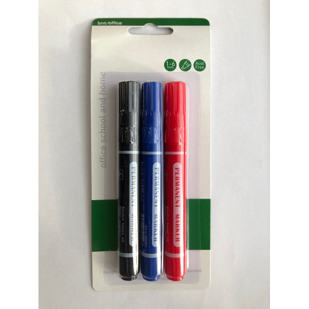 Permanent Marker, 3 stk. 