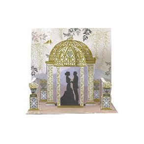 Pictura Pop Up Bryllupskort, Guld pavilion