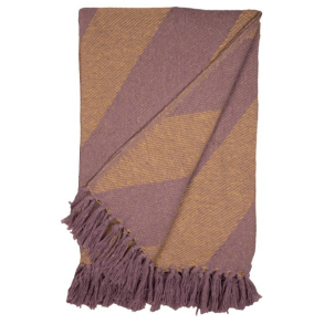 Plaid, Diagonale striber, lilla/gul, 130x170 cm