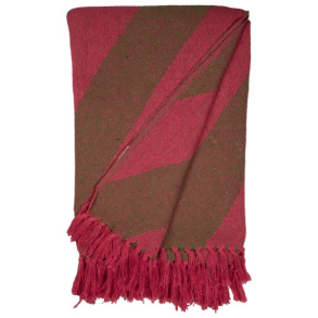 Plaid, Diagonale striber, pink/grn, 130x170 cm