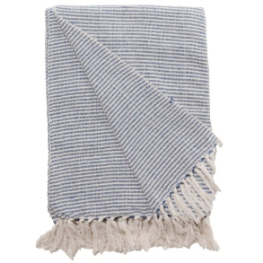Plaid, Stribet, natur/bl, 130x180 cm