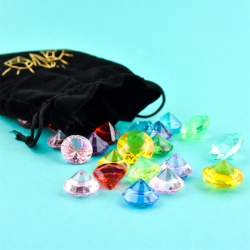 Plastik diamanter i stofpose, 47 stk.
