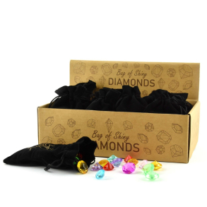 Plastik diamanter i stofpose, 47 stk.