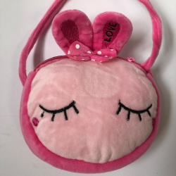 Plystaske med ansigt, pink kanin