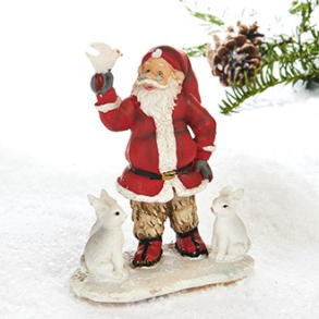 Pobra julemand med fugl og kaniner, 13cm