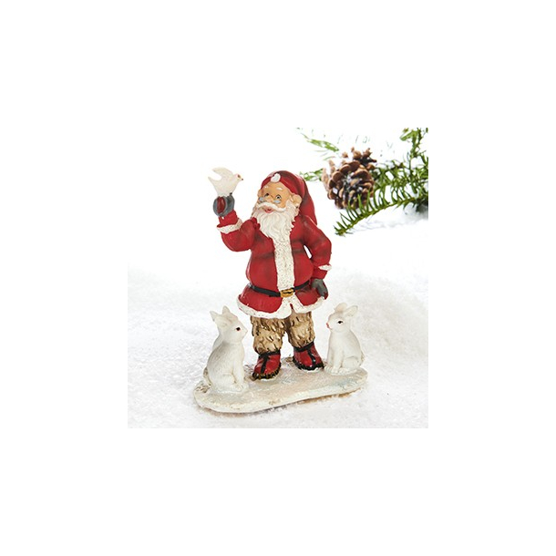 Pobra julemand med fugl og kaniner, 13cm