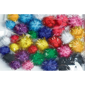 Pompon, 33 stk., Mix glitter