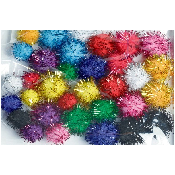 Pompon, 33 stk., Mix glitter