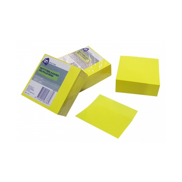 Post Its 75x75mm, 300 ark, neongul