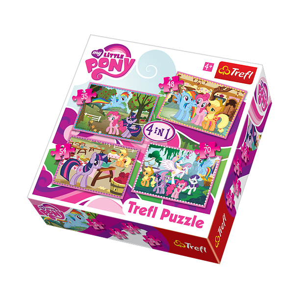 Puslespil 4 i 1, My little pony, 35, 48, 54, 70 brikker