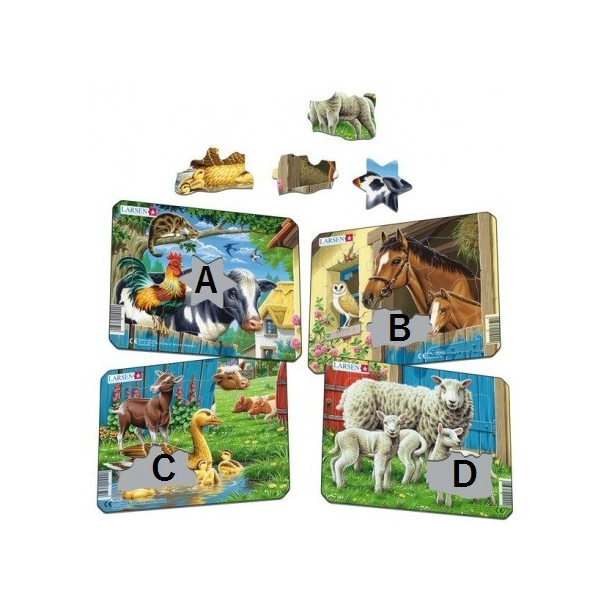 Puslespil dyr 8-10 brikker