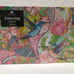 Puslespil, Kolibri og blomster, 1000 brikker
