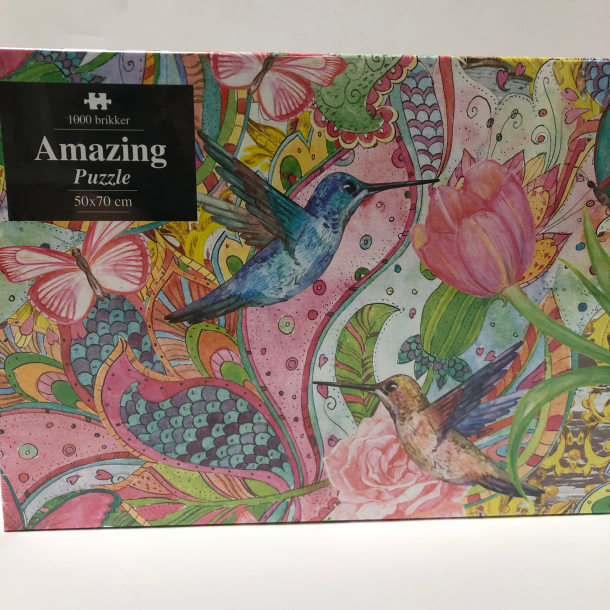 Puslespil, Kolibri og blomster, 1000 brikker