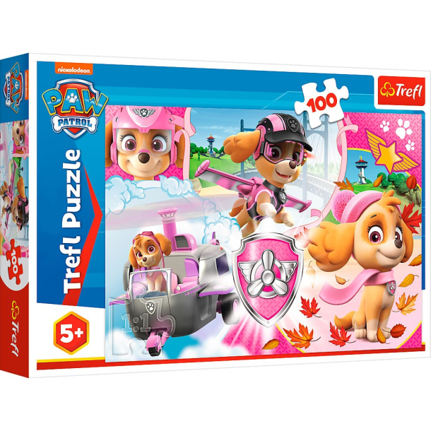 Puslespil, Paw Patrol, Skye i aktion, 100 brikker