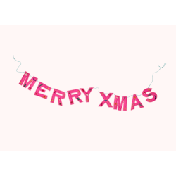 Raffia Guirlande MERRY CHRISTMAS- Pink 
