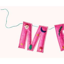 Raffia Guirlande MERRY CHRISTMAS- Pink 